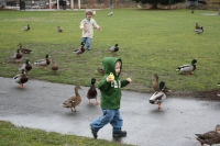 Mark and Andrew with ducks at park